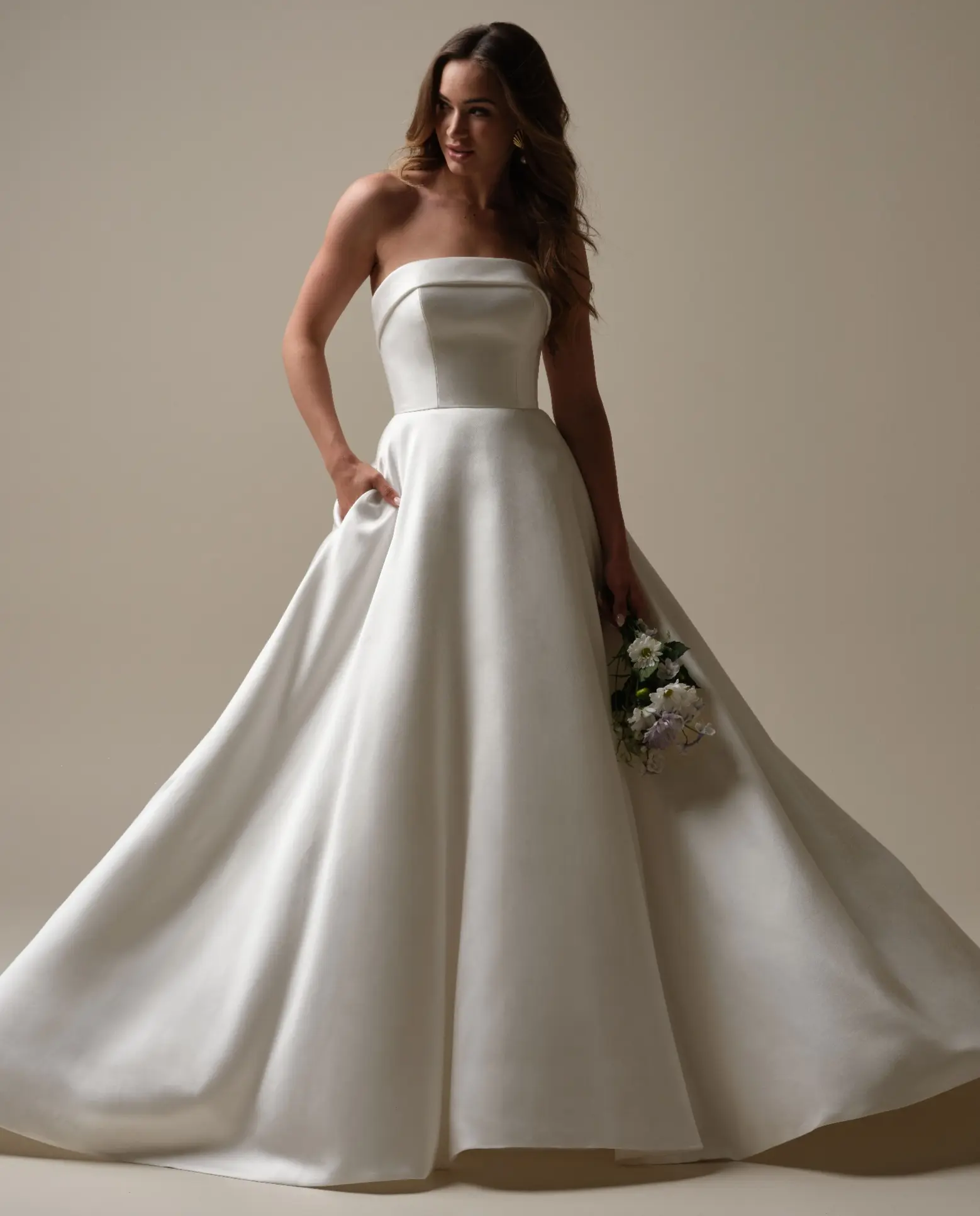 white christmas dresses Riviere Silk Embellished Designer Wedding Dress Sample main image 1