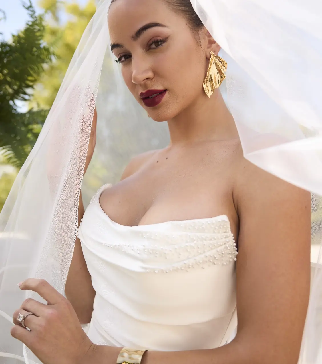 Model Wearing Ballgown Wedding Dress Called Kincaid By Sottero And Midgley With A Veil