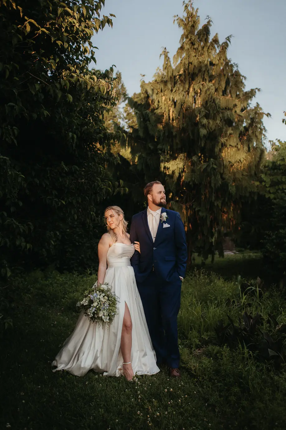 Bride In Satin A-line Scarlet Maggie Sottero With Groom